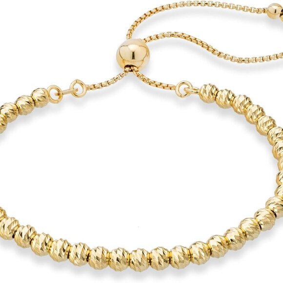 Silver or Gold Plated Diamond Bead Bolo Bracelet for Women Adjustable - Picture 1 of 5